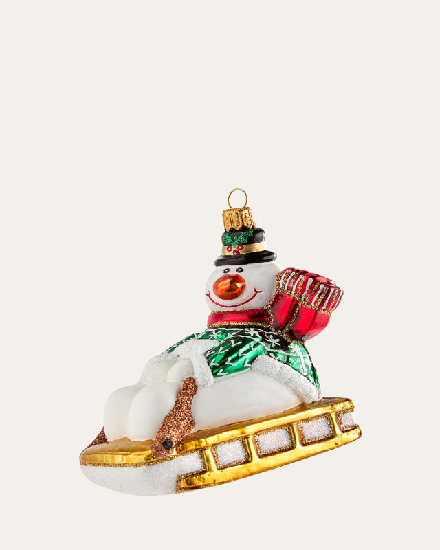 Snowman on Sled Christmas Ornament